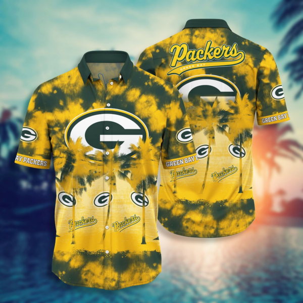 Green Bay Packers Short Sleeve Button Up Tropical Aloha Hawaiian Shirts ...